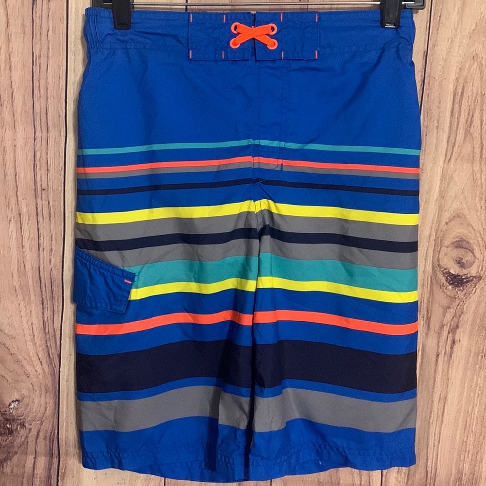 Boys Striped Swim Trunks